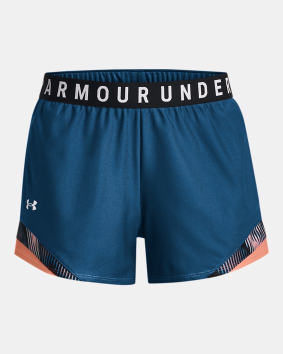 Women's UA Play Up 3.0 Tri Color Shorts in Blue image number 4